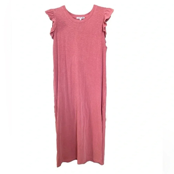 Sundry Ayana Ruffle Midi Dress With Slits Women’s Size 2 / Medium - Picture 3 of 9